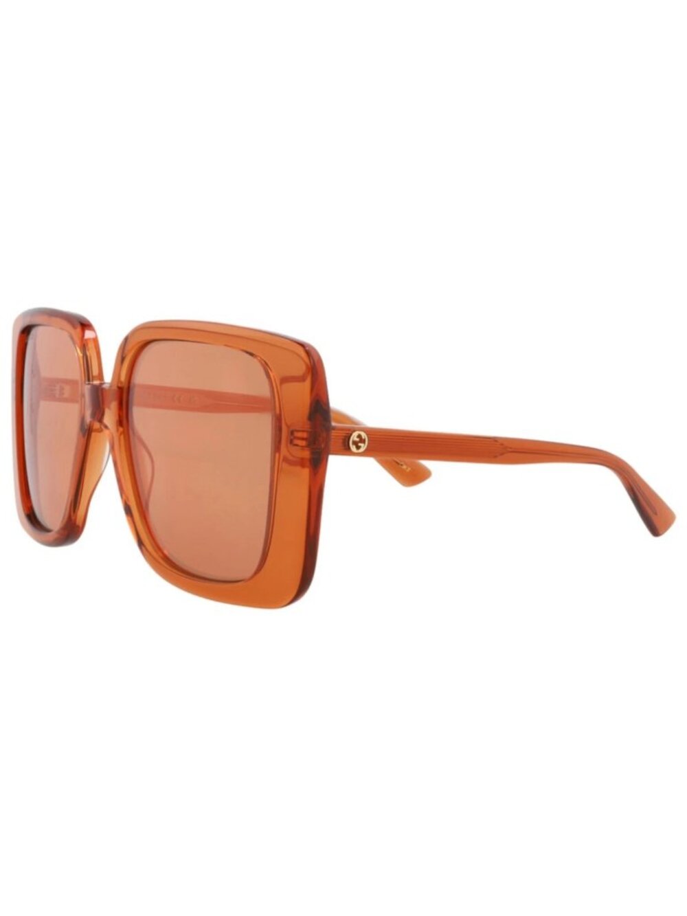 New Gucci Women's Sunglasses Square Rectangle Recycled Acetate Frame Orange